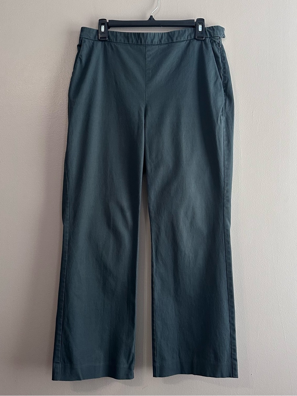 Eileen Fisher Green Organic Cotton Pockets Straight Leg Dress Pants Womens 10